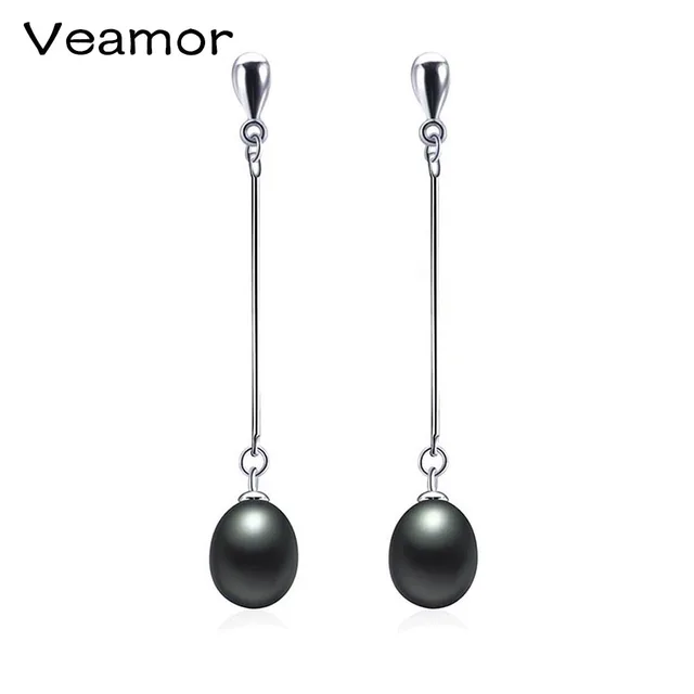Veamor Black Pearl Earrings Freshwater Drop For Women Veamor Black Pearl Earrings Freshwater Drop For Women Vintage Indian Long Pendant Dangle Earring