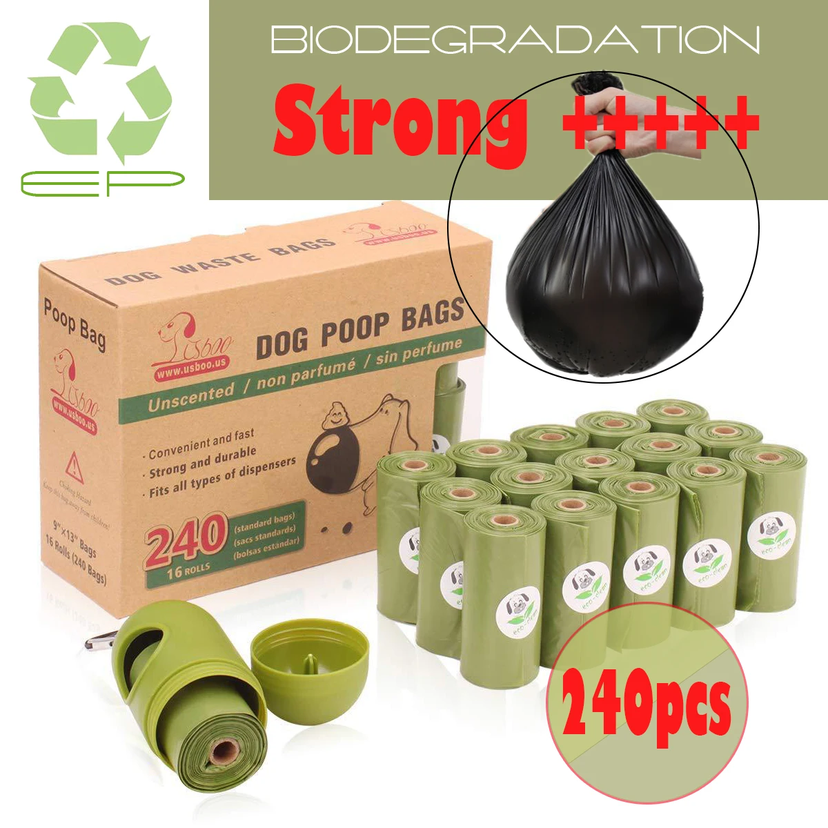 240PC Dog Poop Bags Extra Thick and Strong Poop Bags for Dogs Leak-Proof Environment Friendly Dog Waste Bags with Refill Rolls