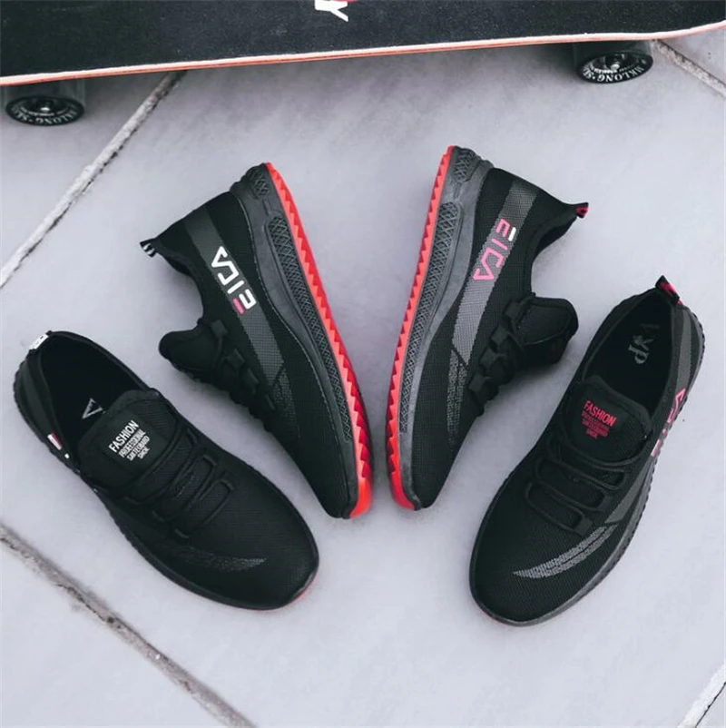 2019 The network shoes Design Black Causal Men Sneakers Flyknit Breathable Men Shoes Fashion Non-slip Toothed Sole Male Shoes 2019 The network shoes Design Black Causal Men Sneakers Flyknit Breathable Men Shoes Fashion Non-slip Toothed Sole Male Shoes