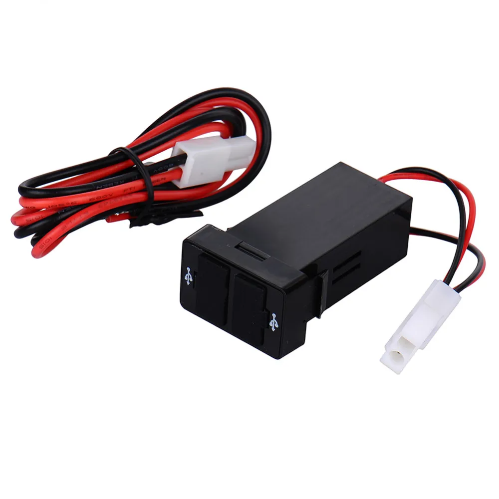 Car Dual USB Port Fast Charger Adapter 5V 2.1A +1.2A Power For Phone + Audio Input For Toyota Corolla Camry RAV4 Yaris