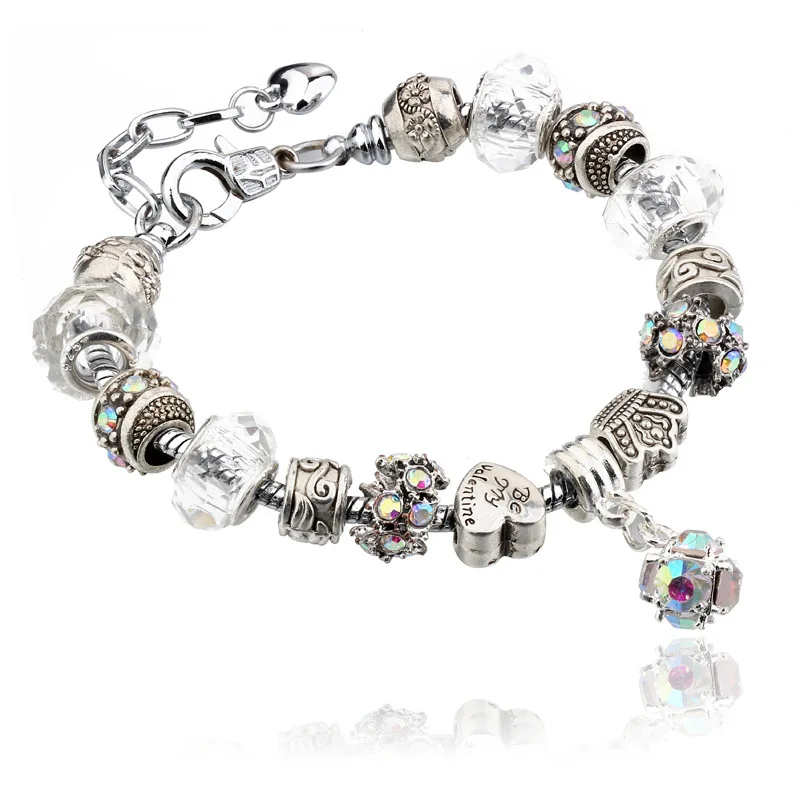 

SET 6670YX Maya Myths Fashion Silver Charms Crystal Bracelet for Women Femme Pendant Brand Bracelet & Bangles Women Jewelry