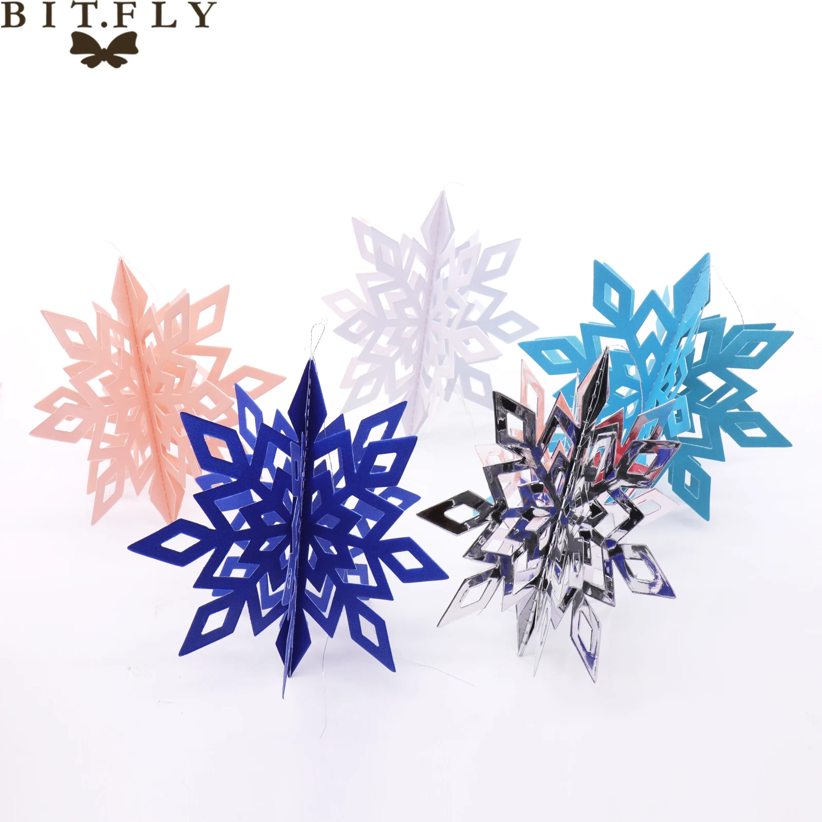 15/20/25cm Christmas 3D paper snowflake sliver frozen Pendants Paper Garland Christmas Wedding Decoration Scene New Year Decor