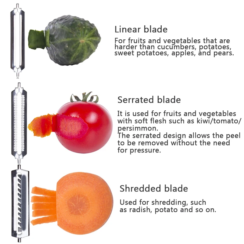 Hoomall Rotating Fruit Vegetables Peeler Square 3 In1 Fruit Potato Carrot Peeler Grater Kitchen Tool Cutter Slicer With 3 Blades