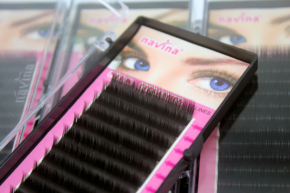 Navina 8cases/Lot Natural Soft MINK Eyelash 3D Volume Extension Individual Eyelashes Makeup Long B False Eye Lash C D Curl