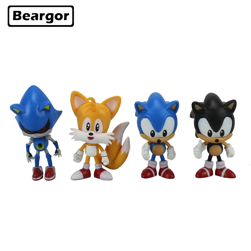 

Free Shipping 4pcs 3" Anime Game Sonic the Hedgehog Yellow Blue Boxed 7.5cm PVC Action Figure Collection Model Doll Toys Gift