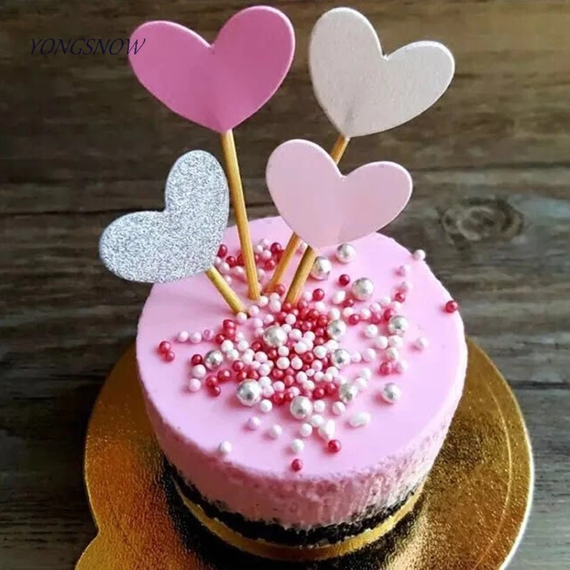 

20pcs Lovely Heart Cupcake Toppers Birthday Cakes Topper Picks Kids Birthday Wedding Party Decoration Baby Shower Favors