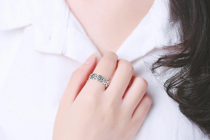Серебряное кольцо цветочное открытое женское кольцо aneis anel feminin joyas mujer bijoux en argent 925 Кольца Набор для женские украшения ringen lot