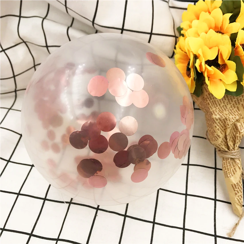 

18inch Rose Gold Confetti Balloons Latex Balloon Happy Birthday Baloon Romantic Wedding Decoration Ballon Event Party Supplies