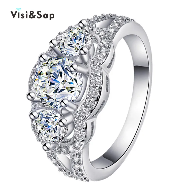 

Vissap Wholesale White Gold plated finger ring fashion Jewelry AAA Cubic zirconia Wedding Rings For Women party Gifts VSR173
