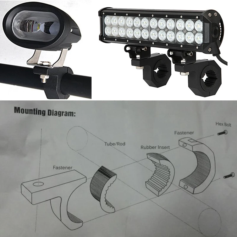 Светодиодный Противотуманные фары дальнего света рабочий свет Прожектор Лампа крепление рукоятки кронштейн 4x4 внедорожник мотовездеход бампер автомобиля трубки быка бар зажим кронштейн 30/50 мм