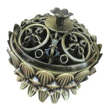 Lotus благовония дым конус Арома горелка держатель курильница с обратным потоком бронза S