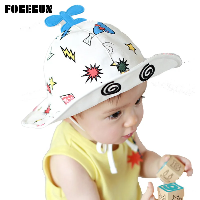Buy 2018 New Baby Hat Helicopter Print Kids Bucket Hat