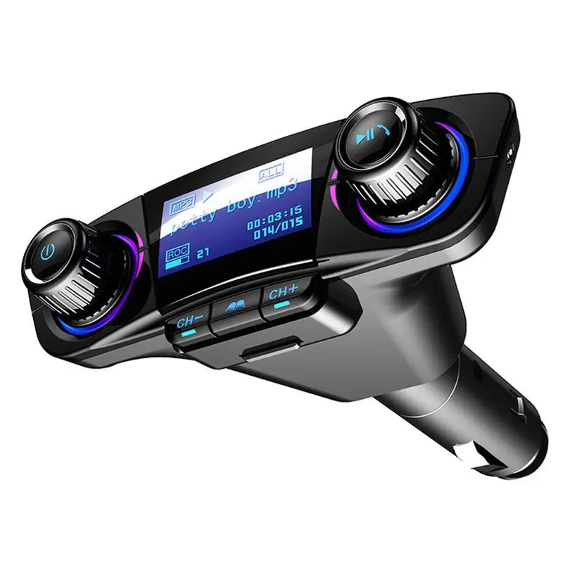 Car FM Transmitter Wireless Bluetooth Handsfree Car Kit Aux Modulator MP3 Player TF Dual USB 2.1A Charger Voltage Display r26