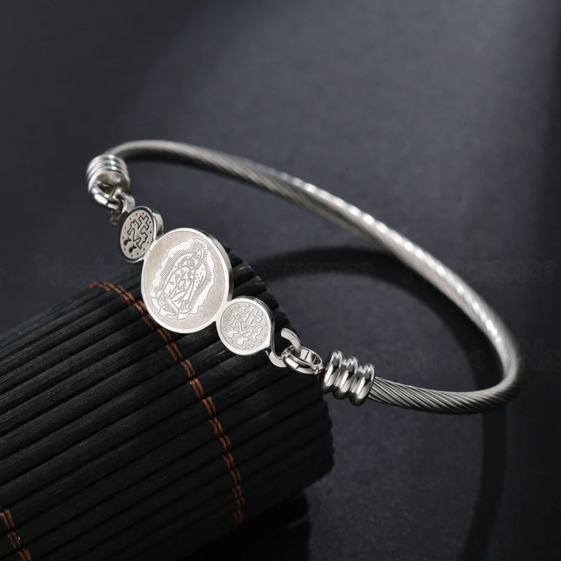 Nextvance браслет из нержавеющей стали в винтажном стиле, браслет Mary Gold Belief, Браслет-манжета, браслеты, религиозные украшения, новинка