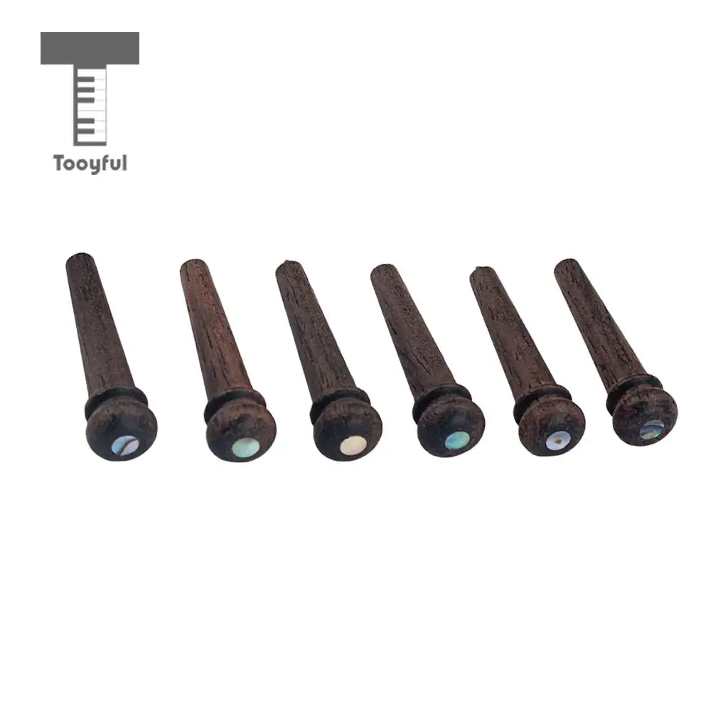 6 Pcs Rosewood Guitar Bridge String Pins Pegs with Inlay Dot for Acoustic Guitar