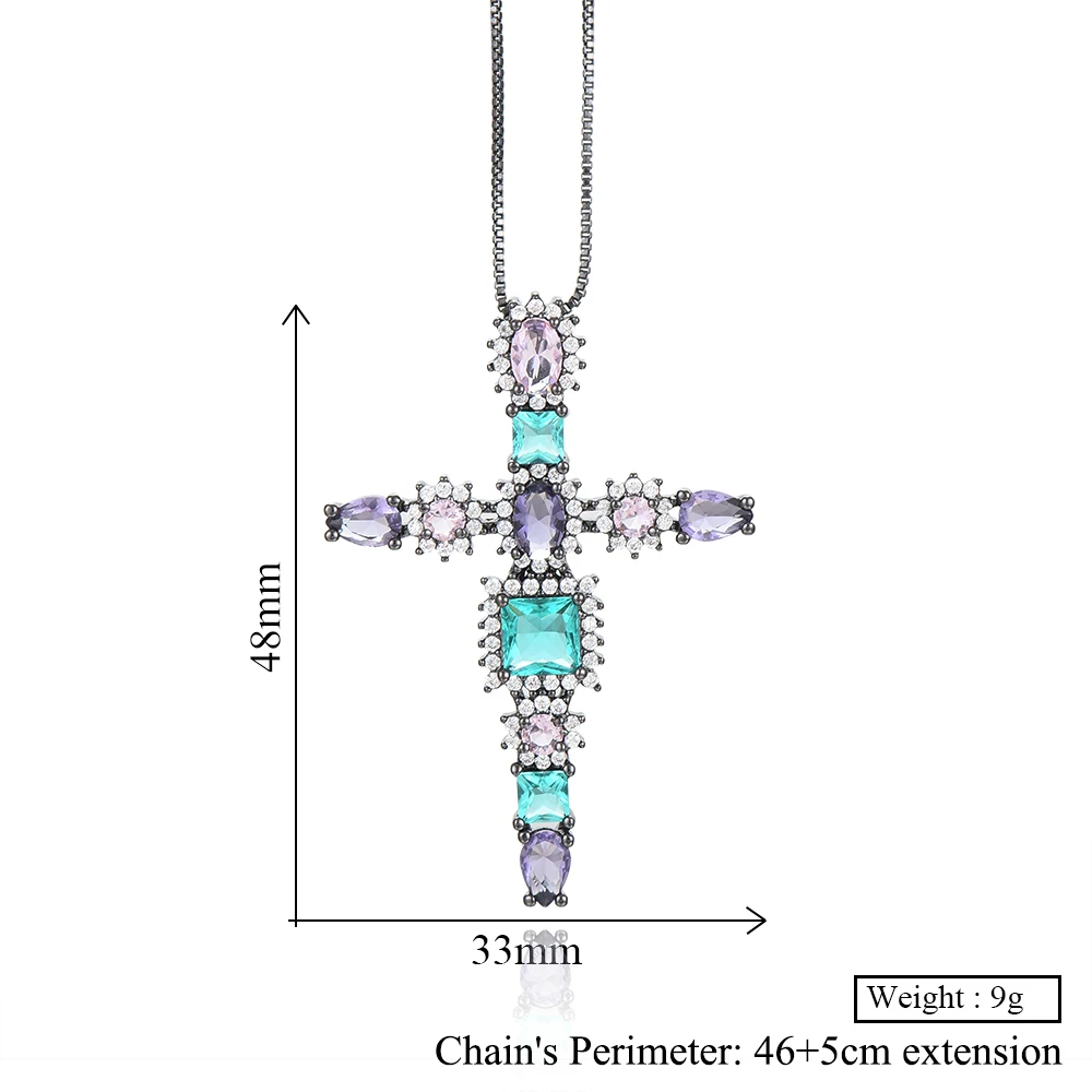 GODKI, роскошное многоцветное ожерелье с крестиком, Штабелируемый кулон, красивый полный кубический циркон, модный шарм, женские вечерние ювелирные изделия, подарок