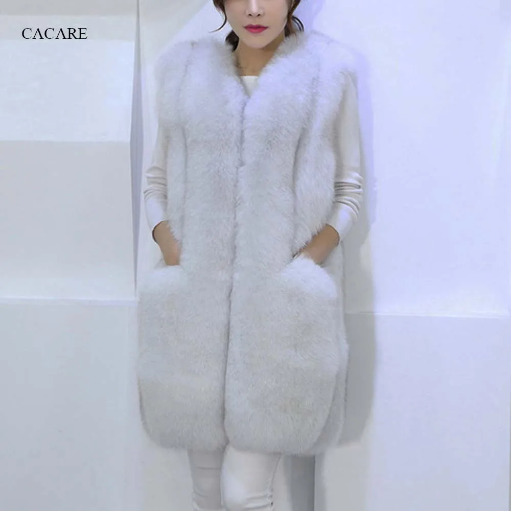 

CACARE Faux Fur Coat Vest 2018 Autumn Winter Fluffy Long Fur Coat Fake Fur Jacket Shaggy Cardigan 3 Choices F0141