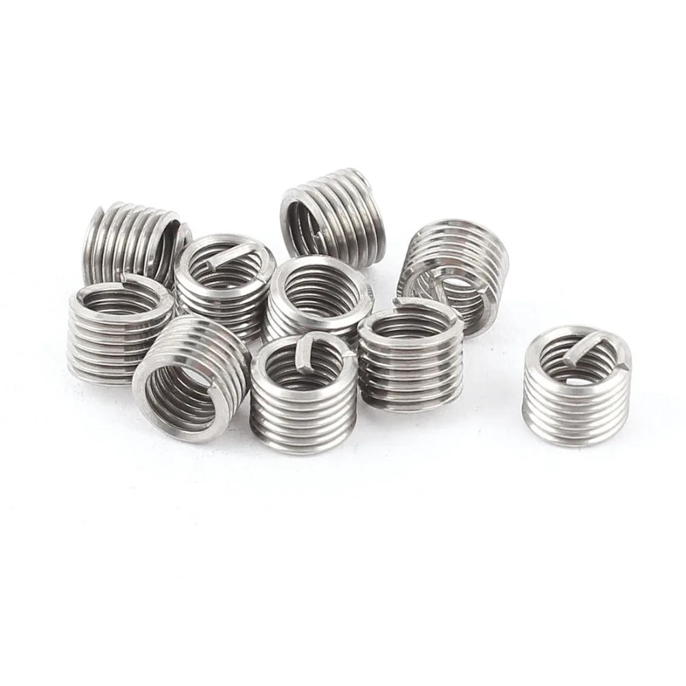 

UXCELL Hot Sale 10Pcs/lot M6 Thread 1.5D Metric 1mm Pinch 304 Stainless Steel Helicoil Wire Thread Repair Inserts Fasteners