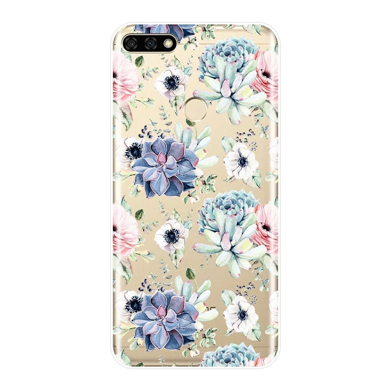 Задняя крышка для Huawei Honor 8X MAX 10 9 8 7S 7X 7A 7C Pro мягкий силиконовый чехол с цветами 7 Lite