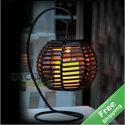 Rattan Table Solar Lantern Light 100 Solar Powered Flickering