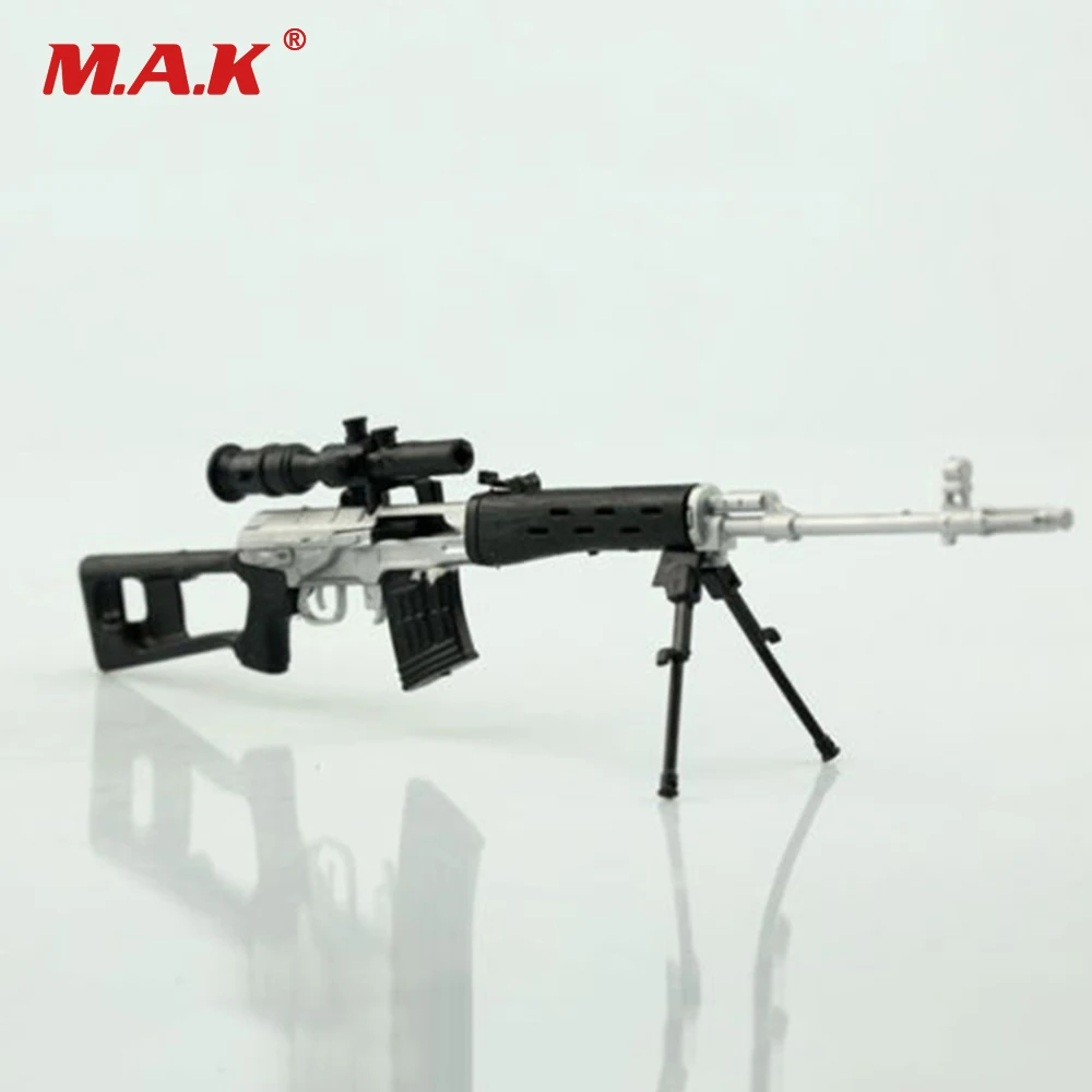 DIY Weapon Toys 1:6 Scale Silver Russian SVD Sniper Rifle Assembled Gun Model 