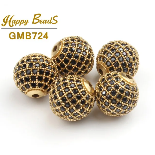3pcs/lot Round Ball CZ Beads Metal Brass Micro Pave Crystal Zircon Space Beads For Jewelry DIY Charm Bracelet Making 4/6/8/10mm 3pcs