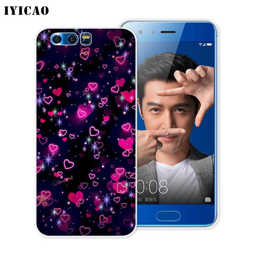 Мягкий силиконовый чехол IYICAO neon love hearts для Huawei Y9 Y7 Y6 Prime 2018 Honor 8C 8X 8 9 10 Lite 7X 7C 6A 7A