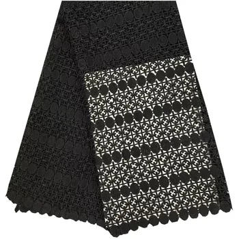 

Embroidery Design African Black Cord Lace Fabrics High Quality Nigeria Wedding Dress Lace Water Soluble Guipure Lace Fabric