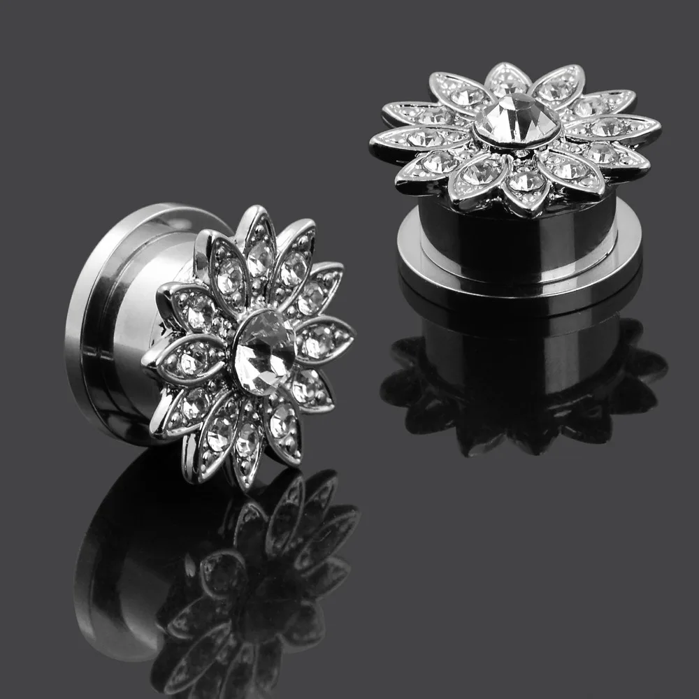 new Style stainless steel silver ears plug tunnel piercing body jewelry