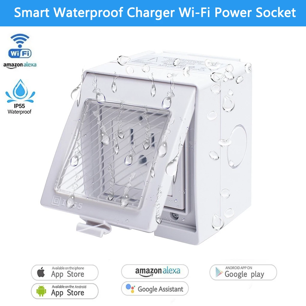 

Smart home Waterproof Charger Remote Control Charging Station Wi-Fi Wireless Wall Power Outlet Socket Alexa Echo Google