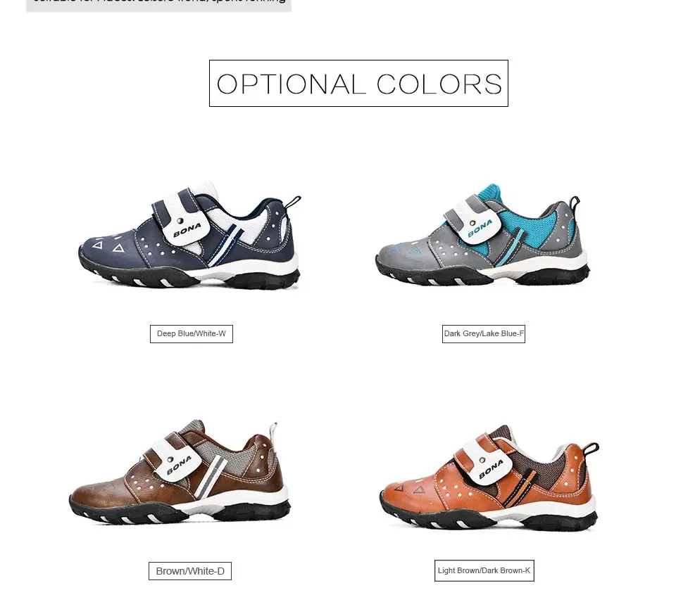 BONA/новые модные стильные детские кроссовки из синтетической сетки, повседневная обувь для мальчиков, обувь для отдыха на липучке для