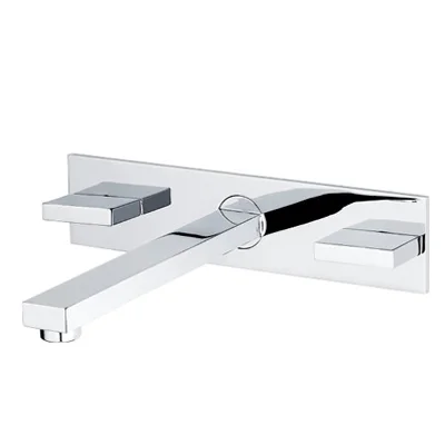 

ROLYA Wholesale Promotion Cube Style Solid Brass Two Handles Bathroom Tap Mixer Wall Mounted Bathroom Faucet Chrome/Black