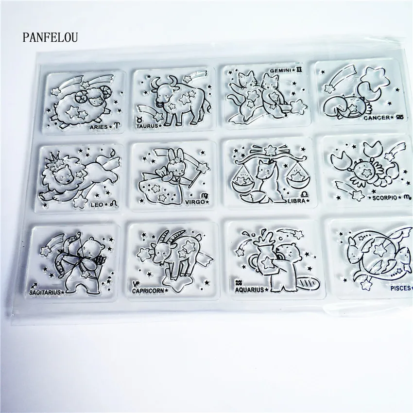 

PANFELOU The zodiac Transparent Silicone Rubber Clear Stamps cartoon for Scrapbooking/DIY Christmas wedding album