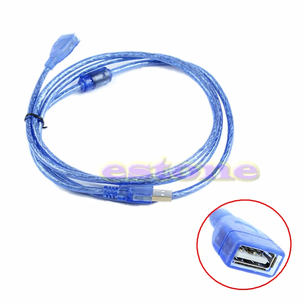 

Blue USB 2.0 5ft 1.5m New Clear Extension Male to Female Cable Connector #H029#