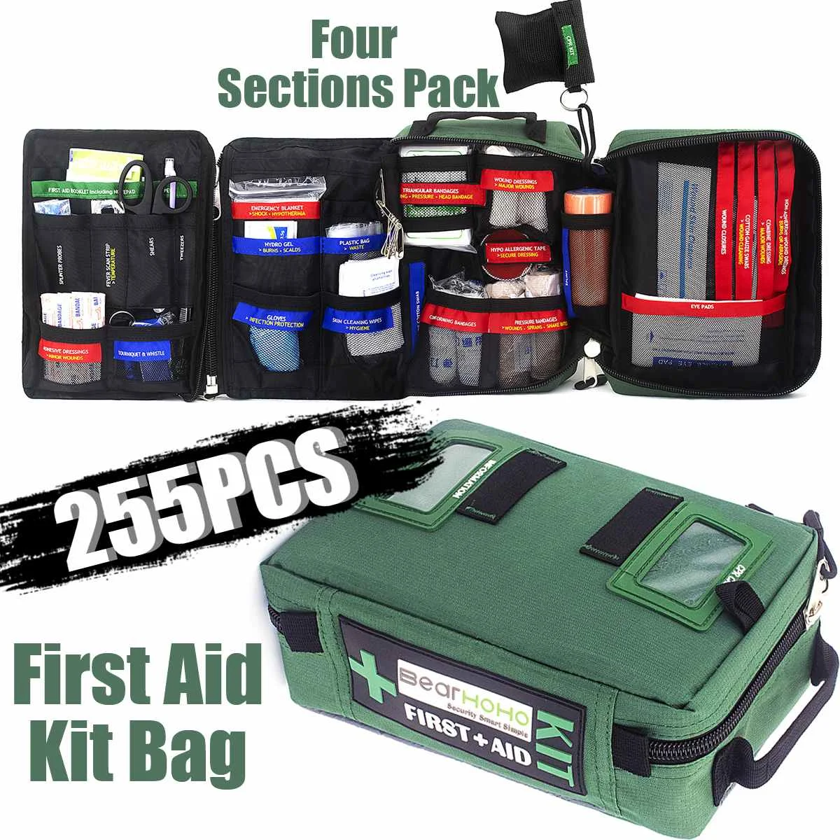 

255Pcs Handy First Aid Kit Bag Lightweight Emergency Medical Rescue Bags For Home Outdoors Car Travel School Hiking Survival