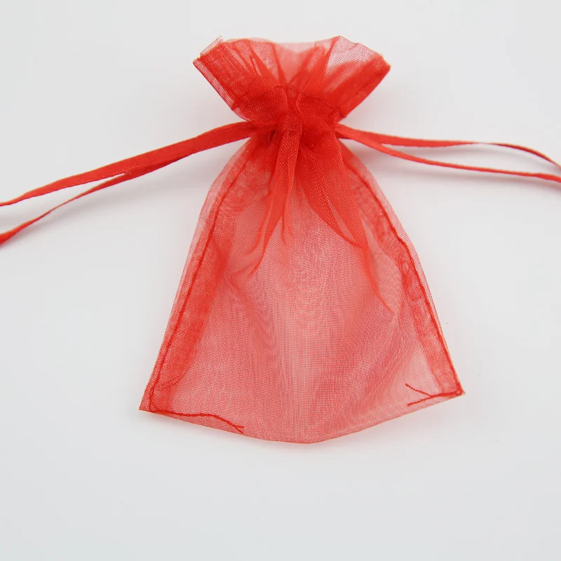 2018 Лидер продаж настоящее органзы мешок 7,5*10 см Drawstring сумки ювелирные упаковке разноцветные мешочки свадебные Рождественский подарок 100