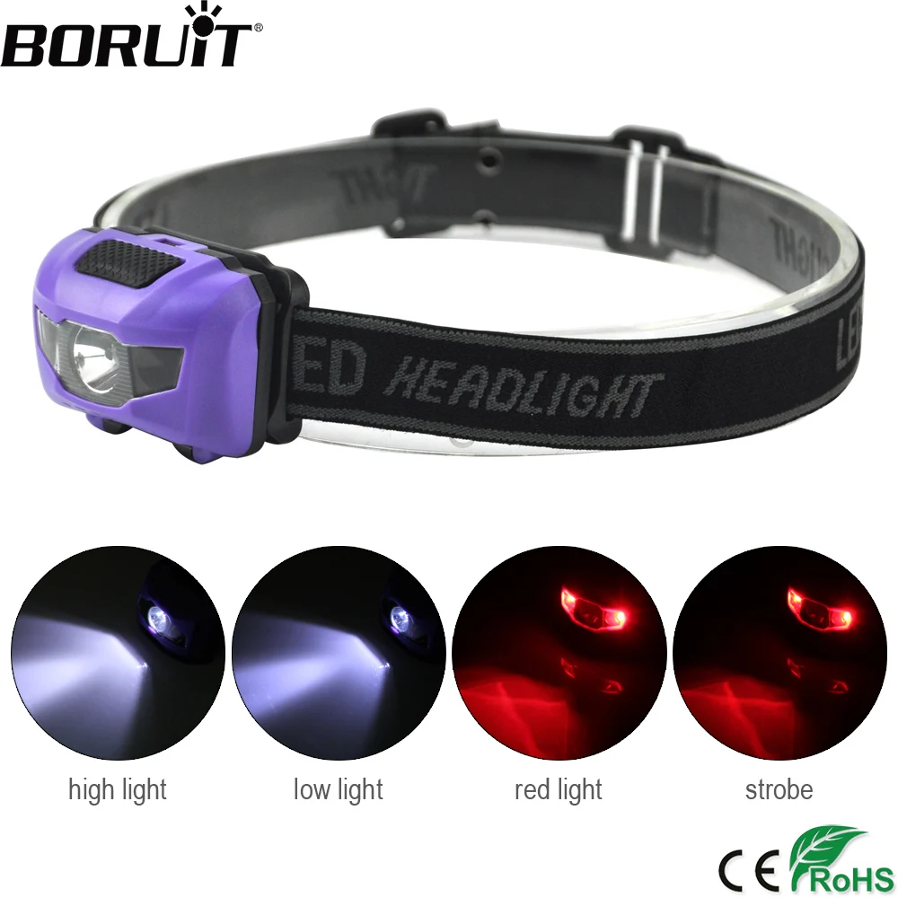 

BORUiT 3W LED Mini Headlamp 4-Mode Waterproof Headight Outdoor Portable Head Torch Hunting Camping Frontal Lantern