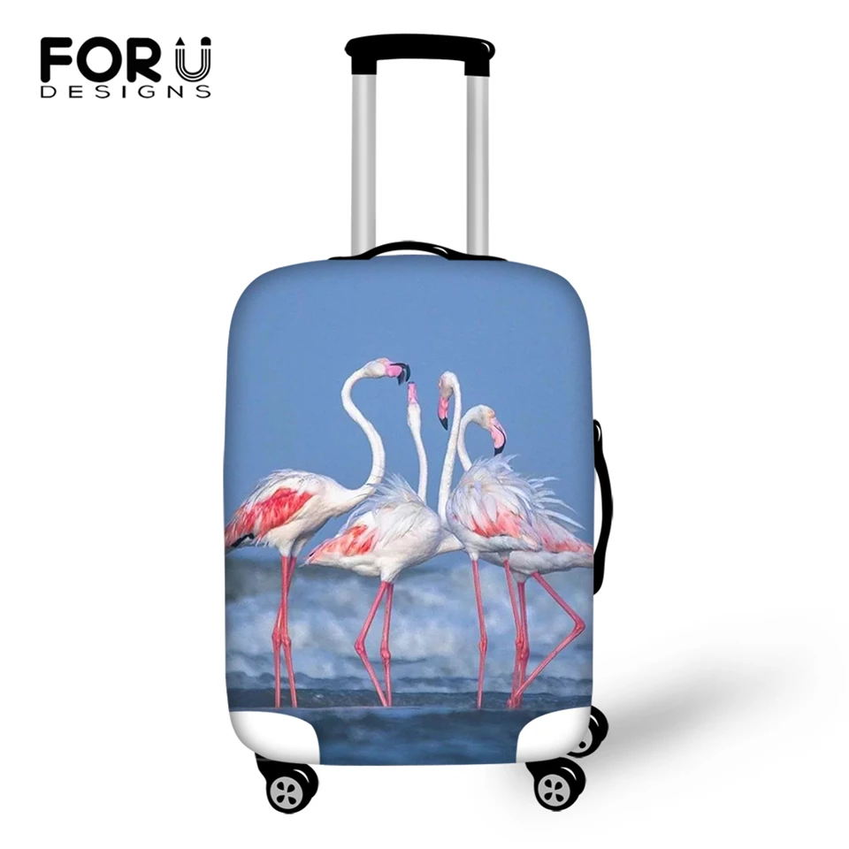 FORUDESIGNS Cartoon Luggage Cover Flower Flamingos Prints Pattern Travel Accessories Fashion Design Suitcase Cover Only Cover