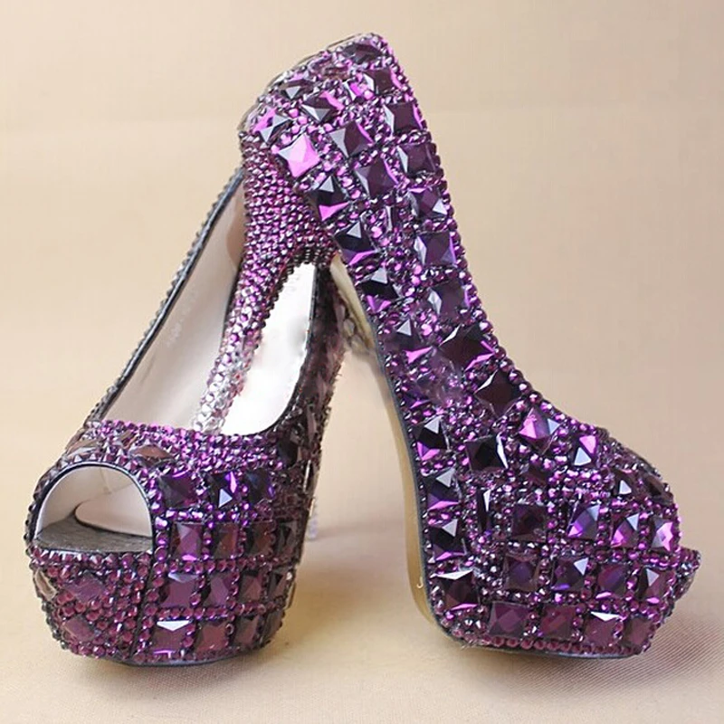 purple rhinestone shoes