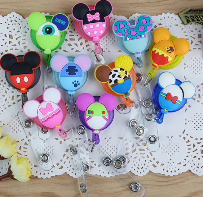 

10pcs Retractable Badge Reel High quality silicone Student Nurse ID Name Card Badge Holder Office Supplies