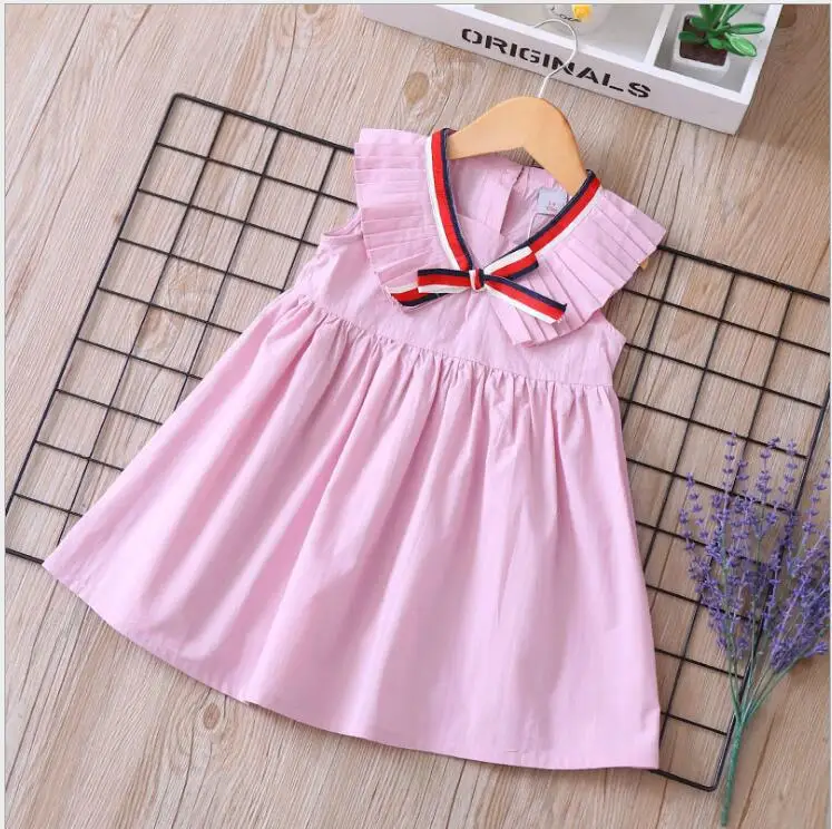 

girls pleated dress 2019 new kids party dresses cotton bow girl princess dress fashion high-grade children clothes 2-7y