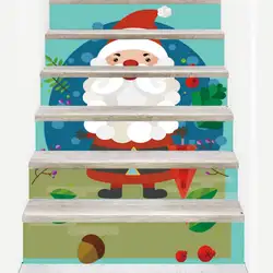 3D Рождественский Декор Лестницы наклейки самоклеющиеся настенная декоративная Фреска Съемный художественное оформление обои