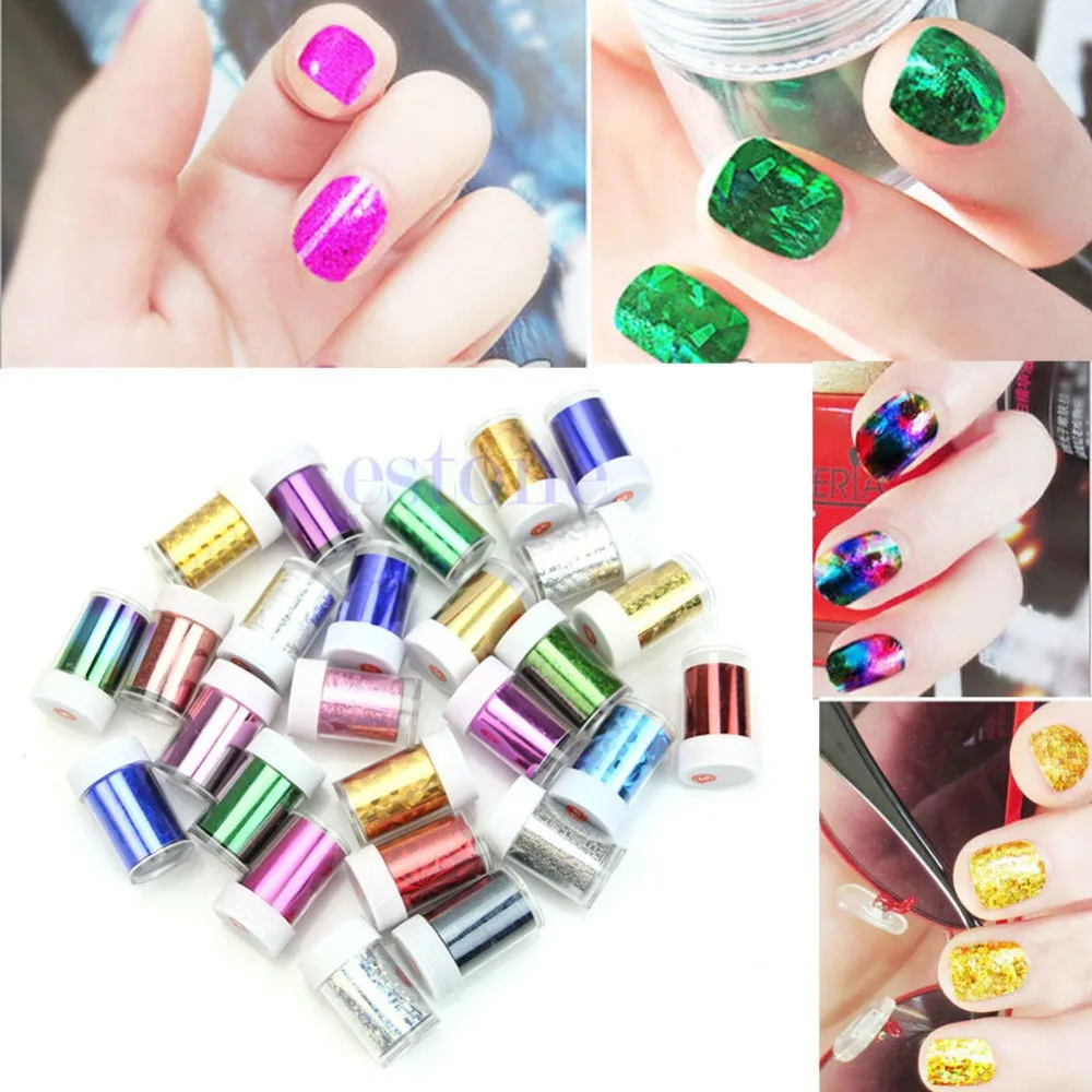 Nicedeco Cost Effective Nail Art Tips Design Transfer Foils Kit 20pcs White Lace Starry Nail Foil Set Flower Star Heart Tips Manicure Kit Art Transfer Sticker Slider 4 20cm