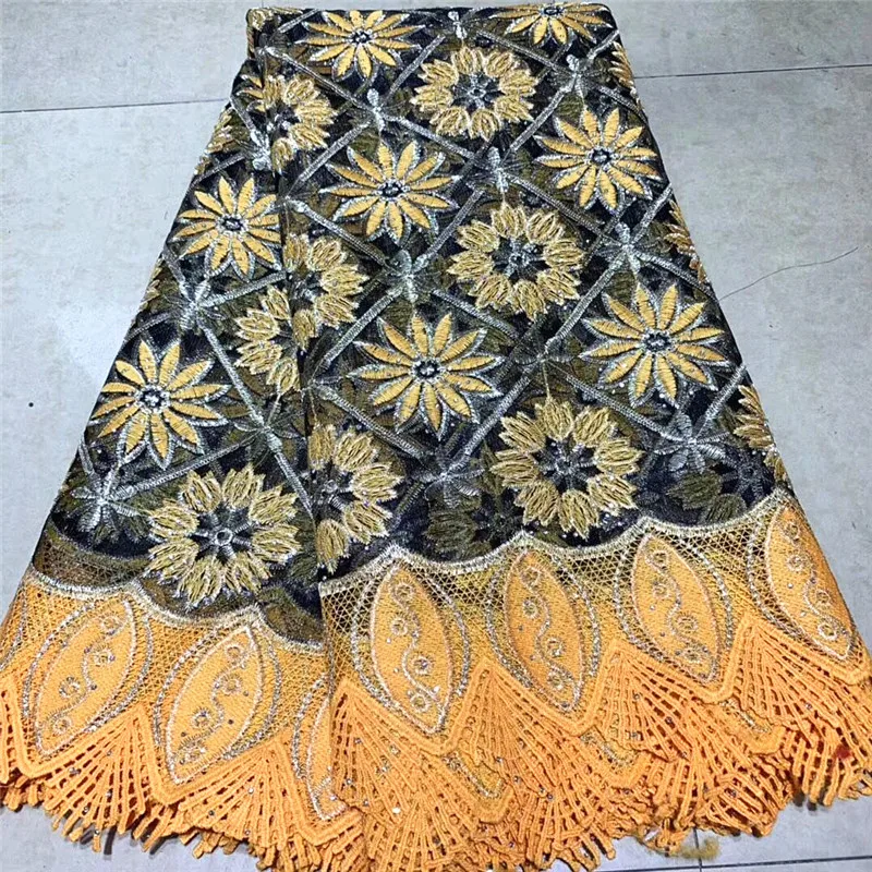 

Best Selling African French Laces Fabrics High Quality Embroidered Flower Guipure Net Lace Fabric For Nigeria Clothing NLY84-1