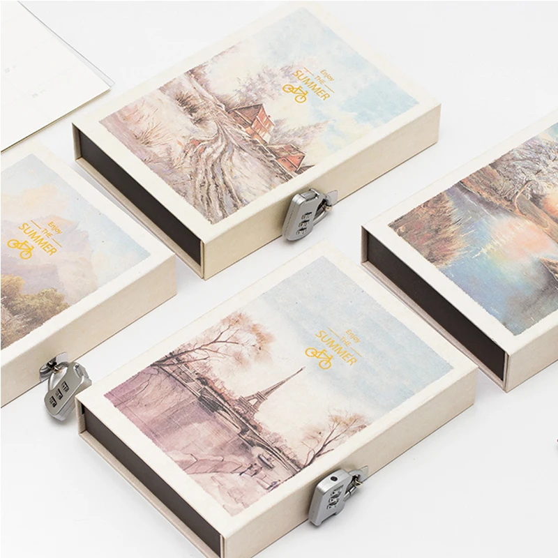 

1pcs Password Book Student Multifunction Notebook with Lock Child Secret Diary Vintage Art Encryption Notepad School Supplies