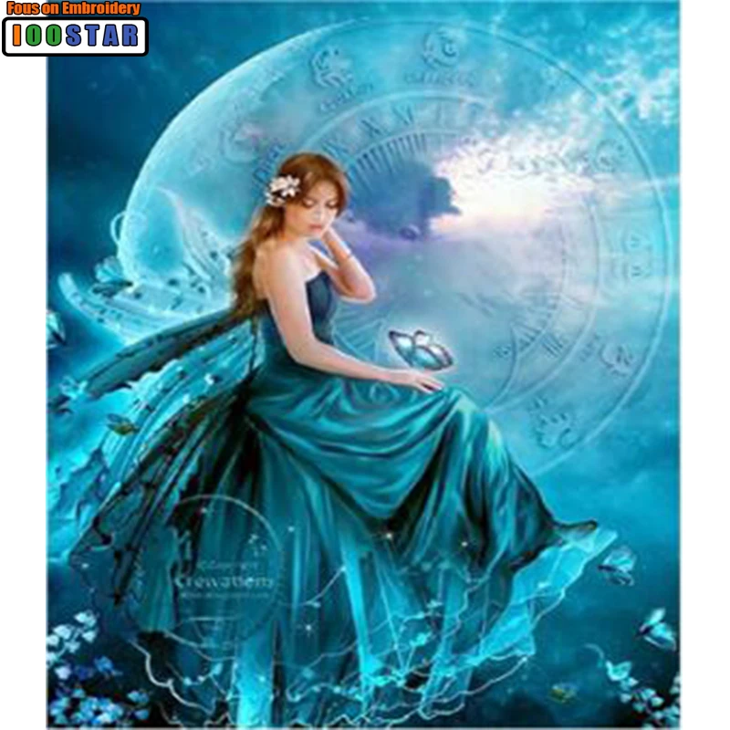 

Diamond embroidery portrait moon beauty 5d diy diamond painting girl angel round/Round diamond mosaic crystal cross stitch kits