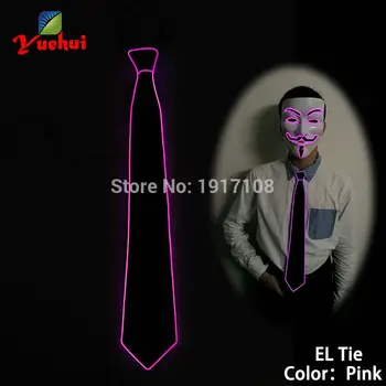 

New arrival DC-3V Battery Powered Sound active 10 Color Choice Light Up LED Necktie EL tie For Festival Wedding Party Decoration