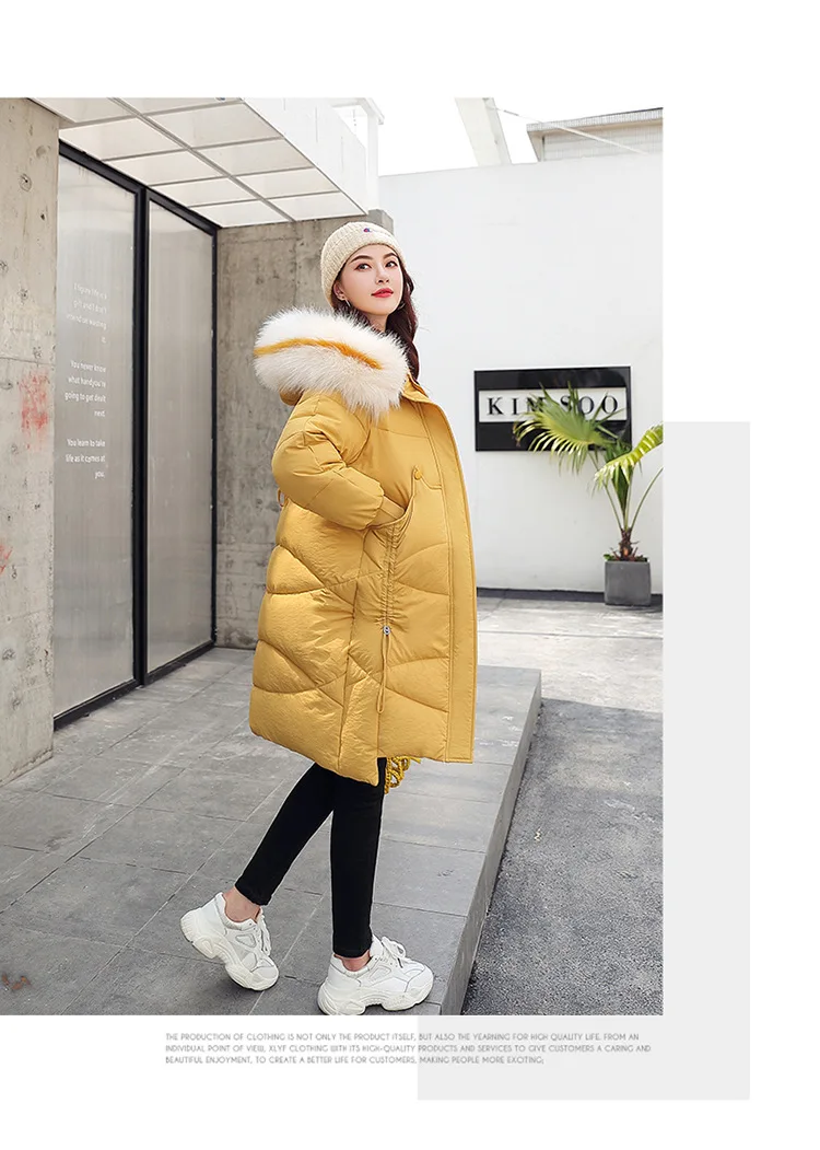 Thick Jacket Big fur collar Women's New Korean Version Big Fur Collar Medium-long Knee Size Thickened Jacket 1961