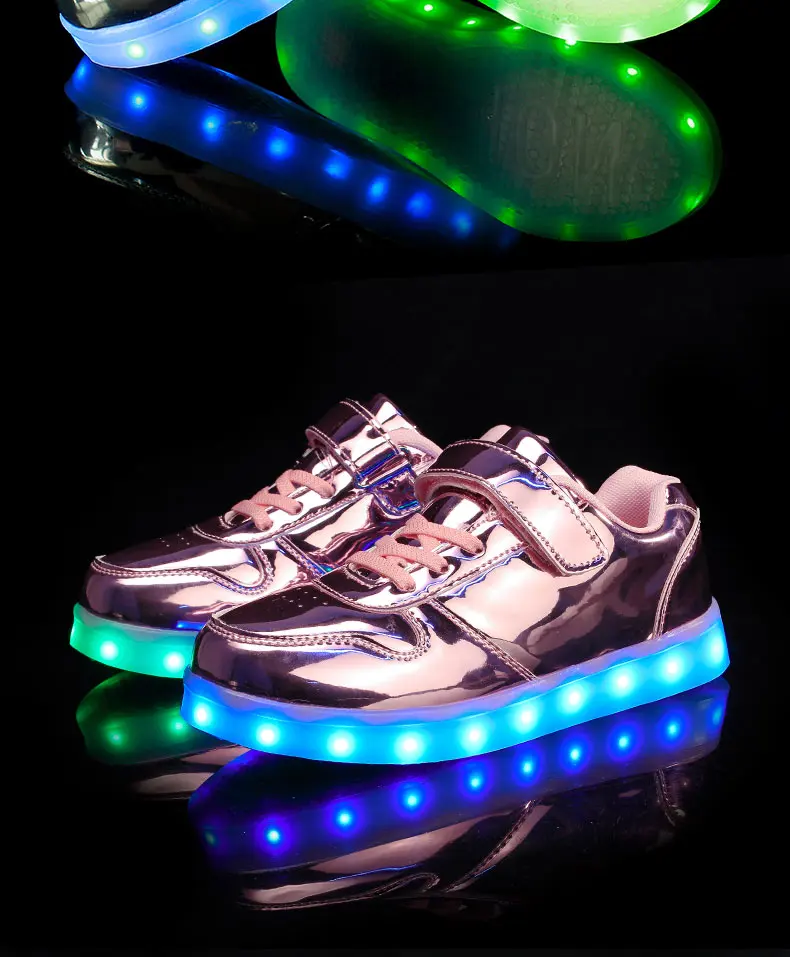 UncleJerry Led обувь для детей Зарядное устройство USB светящаяся обувь для Мальчики Девочки светящиеся рождественские кроссовки