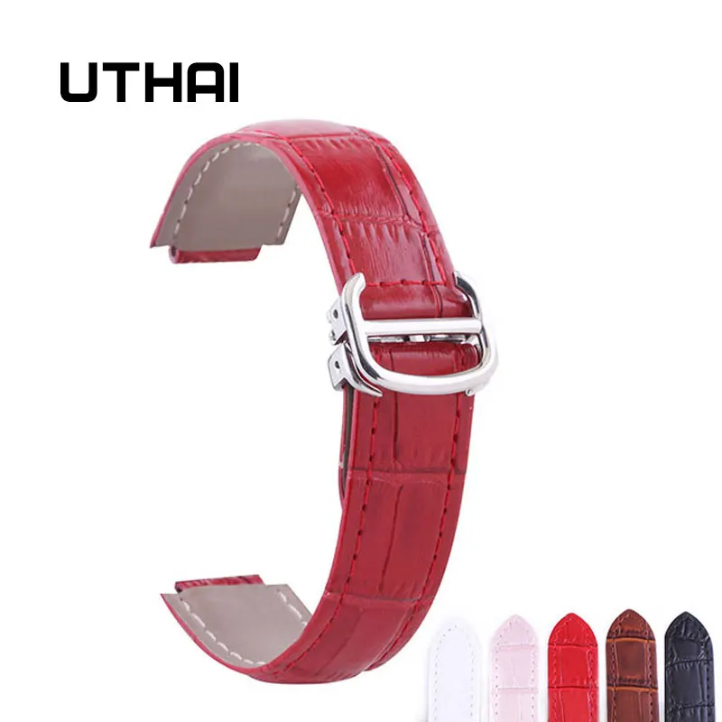 UTHAI P05 14 9 мм 18 11 20 12 Ремешки для наручных часов из натуральной кожи ремешок Cartier Blue